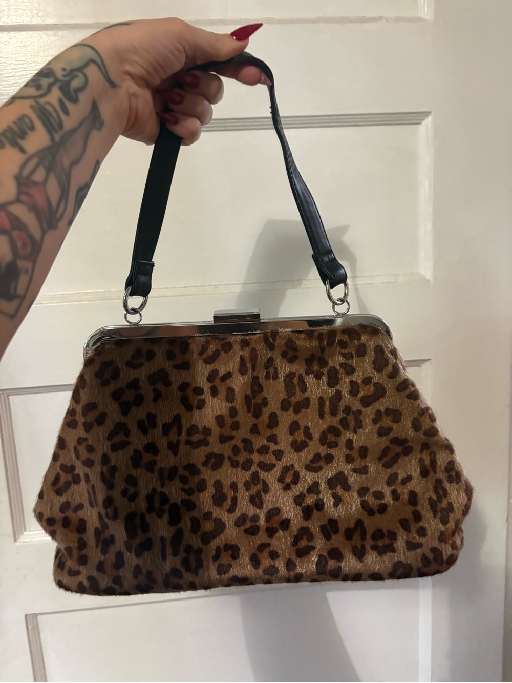 Sourpuss Leopard Print Frame-Top Handbag - vintage repro pinup rockabilly